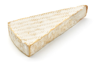 Camembert cheese. Fresh Brie cheese, close-up, isolated on white background