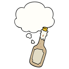 cartoon beer bottle and thought bubble