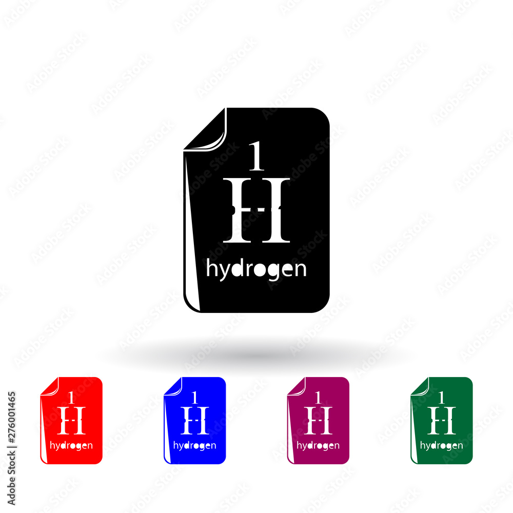 Poster hydrogen formula multi color icon. elements of science set. simple icon for websites, web design, mo