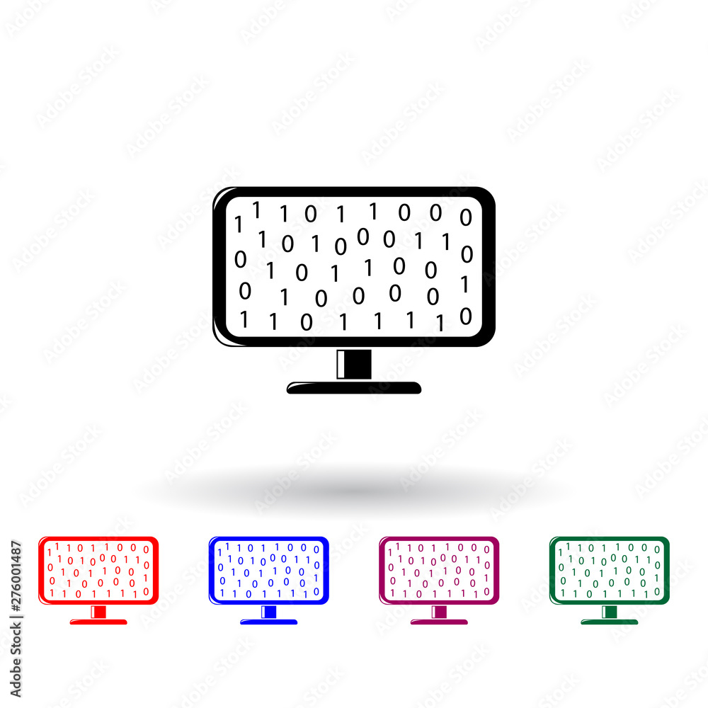 Poster digits on the monitor screen multi color icon. elements of science set. simple icon for websites, we