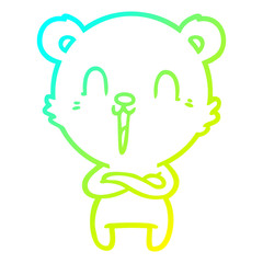 cold gradient line drawing happy cartoon bear