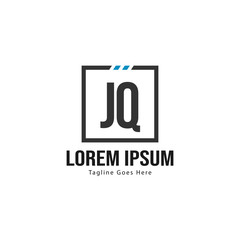 Initial JQ logo template with modern frame. Minimalist JQ letter logo vector illustration