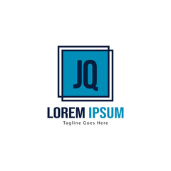 Initial JQ logo template with modern frame. Minimalist JQ letter logo vector illustration