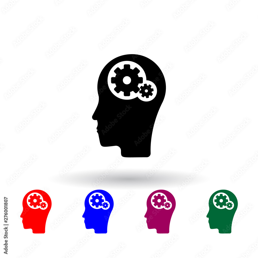 Poster mechanism in the head multi color icon. elements of science set. simple icon for websites, web desig