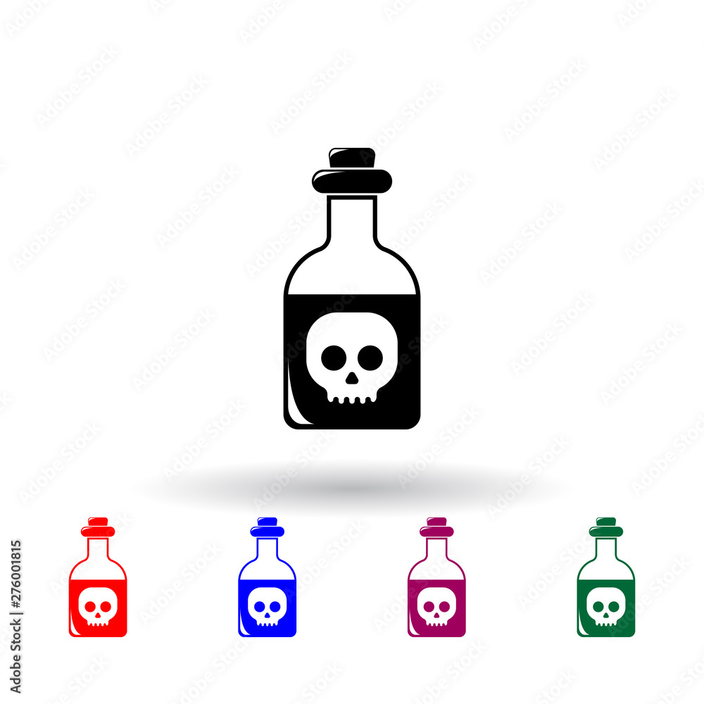 Poster poisonous substance in the flask multi color icon. elements of science set. simple icon for websites