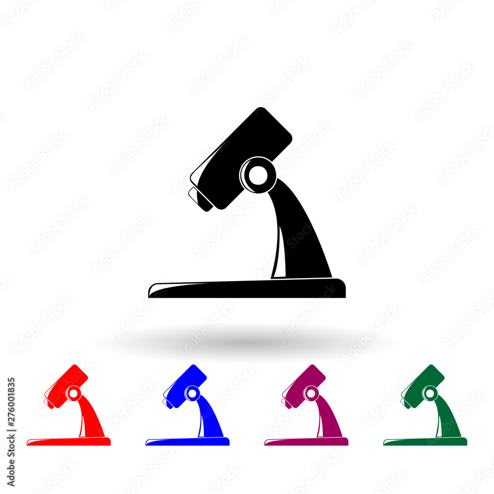 Poster microscope multi color icon. elements of science set. simple icon for websites, web design, mobile a