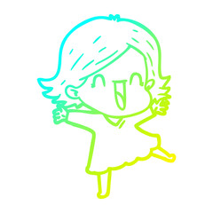 cold gradient line drawing cartoon laughing woman