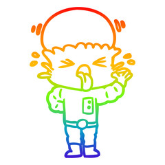 rainbow gradient line drawing disgusted cartoon alien