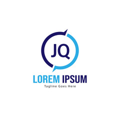 Initial JQ logo template with modern frame. Minimalist JQ letter logo vector illustration
