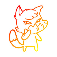 warm gradient line drawing clever cartoon fox
