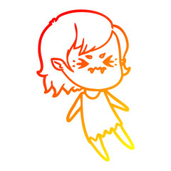 warm gradient line drawing annoyed cartoon vampire girl