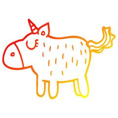 warm gradient line drawing cartoon cute unicorn
