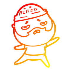 warm gradient line drawing cartoon worried man with beard