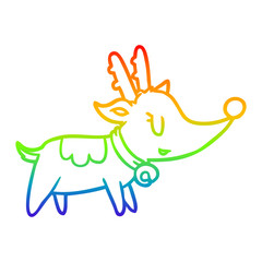 rainbow gradient line drawing christmas reindeer