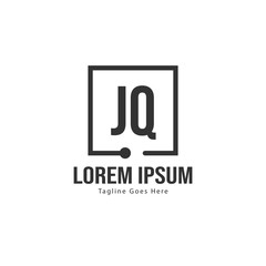 Initial JQ logo template with modern frame. Minimalist JQ letter logo vector illustration
