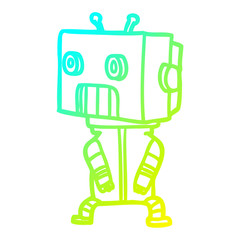 cold gradient line drawing cartoon robot