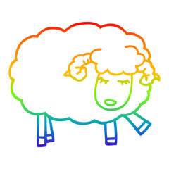rainbow gradient line drawing cartoon cute sheep