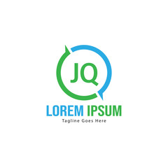 Initial JQ logo template with modern frame. Minimalist JQ letter logo vector illustration