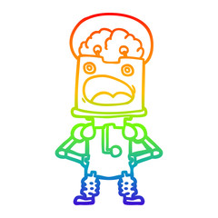 rainbow gradient line drawing cartoon robot