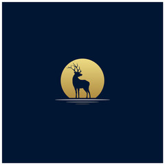 Exotic Sunset Deer Silhouette logo design