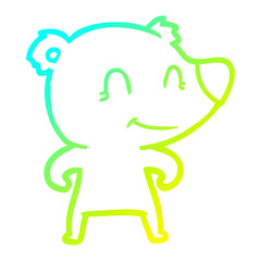 cold gradient line drawing smiling bear cartoon