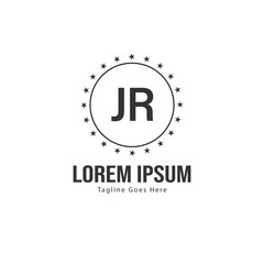 Initial JR logo template with modern frame. Minimalist JR letter logo vector illustration