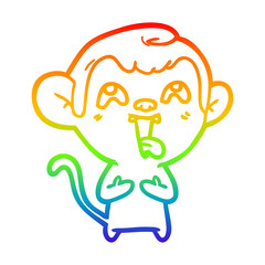 rainbow gradient line drawing crazy cartoon monkey