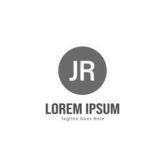 Initial JR logo template with modern frame. Minimalist JR letter logo vector illustration