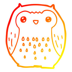 warm gradient line drawing cute cartoon owl