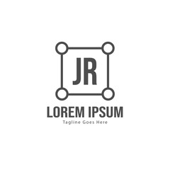 Initial JR logo template with modern frame. Minimalist JR letter logo vector illustration