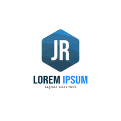 Initial JR logo template with modern frame. Minimalist JR letter logo vector illustration