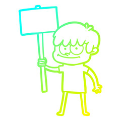 cold gradient line drawing happy cartoon man