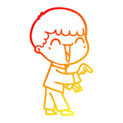 warm gradient line drawing cartoon happy man