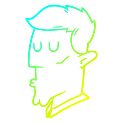 cold gradient line drawing cartoon serious man