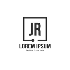 Initial JR logo template with modern frame. Minimalist JR letter logo vector illustration