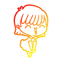 warm gradient line drawing cartoon woman