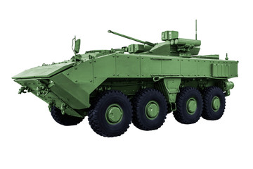 Armored personnel carrier on a white background.