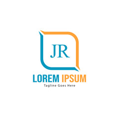 Initial JR logo template with modern frame. Minimalist JR letter logo vector illustration