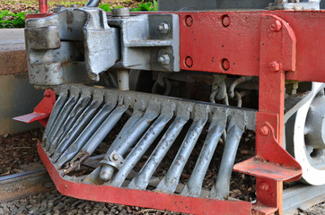 Pieces detailed about old train on station disabled, steam locomotive as know as "Maria Fumaça” in Brazil.