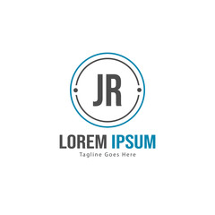 Initial JR logo template with modern frame. Minimalist JR letter logo vector illustration