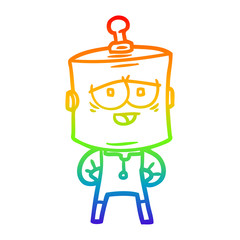 rainbow gradient line drawing cartoon robot