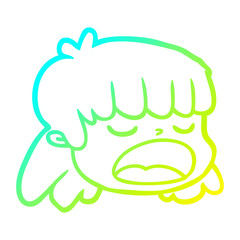 cold gradient line drawing cartoon female face