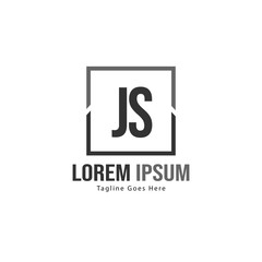 Initial JS logo template with modern frame. Minimalist JS letter logo vector illustration