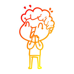 warm gradient line drawing cartoon happy man