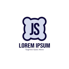 Initial JS logo template with modern frame. Minimalist JS letter logo vector illustration