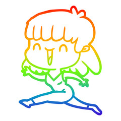 rainbow gradient line drawing cartoon woman