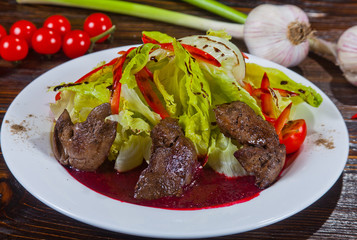 Fried beef liver with vegetables