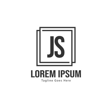 Initial JS logo template with modern frame. Minimalist JS letter logo vector illustration