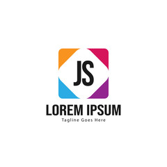 Initial JS logo template with modern frame. Minimalist JS letter logo vector illustration