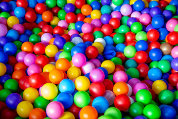 Fototapeta na wymiar background of Colorful plastic balls in children's playroom